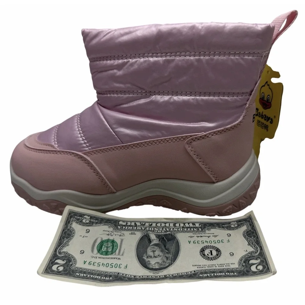 Babaya Kids Girls Pink Winter Snow Boots Faux‎ Fur Lined Size US 1 EUR 32 New